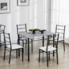 HOMCOM Kitchen Table And Chairs For 4, Modern Dining Table Set With Padded Sponge Cushion Chairs And Marble Textures Dining Table, Light Gray, Black -Baxton Studio Shop GUEST 02f341e3 67b8 4543 a36e 12ba013cbc9f