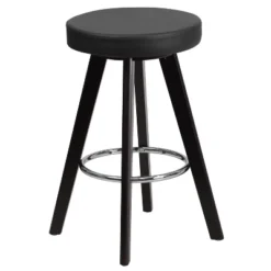 Flash Furniture Trenton Series 24'' High Contemporary Vinyl Counter Height Stool With Cappuccino Wood Frame