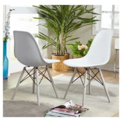 Set Of 2 Elba Dining Chairs White/Gray - Buylateral