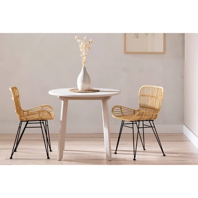 2pk Balka Rattan Dining Chair With Armrests Rattan/Black - South Shore 2 2pk Balka Rattan Dining Chair With Armrests Rattan/Black - South Shore - Image 2