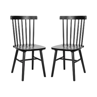 Emma And Oliver Set Of Premium Solid Wood Spindle Back Armless Dining Chairs With Saddle Seats And Felt Floor Protectors