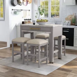 5pc Gardenside Expandable Counter Height Dining Table Set White/Light Gray/Beige - HOMES: Inside + Out