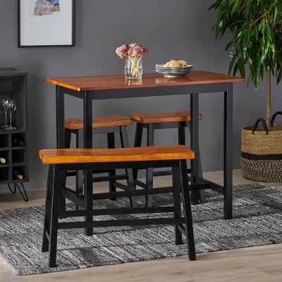 4pc Pomeroy Dining Set Walnut - Christopher Knight Home