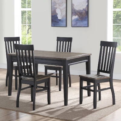 5pc Raven Noir Dining Set Black/Driftwood Finish - Steve Silver Co.