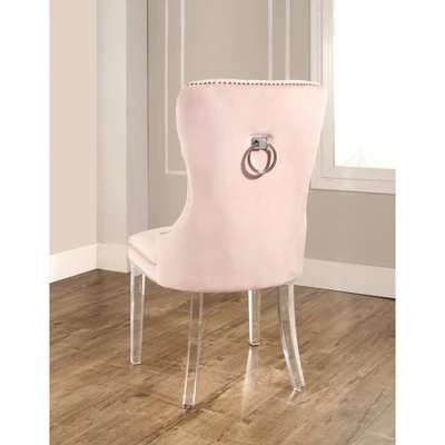 Vivi Tufted Velvet Dining Chair With Acrylic Legs Pink - Abbyson Living 2 Vivi Tufted Velvet Dining Chair With Acrylic Legs Pink - Abbyson Living - Image 2