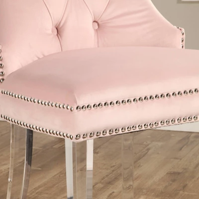 Vivi Tufted Velvet Dining Chair With Acrylic Legs Pink - Abbyson Living 4 Vivi Tufted Velvet Dining Chair With Acrylic Legs Pink - Abbyson Living - Image 4