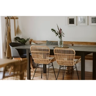 2pk Balka Rattan Dining Chair With Armrests Rattan/Black - South Shore 6 2pk Balka Rattan Dining Chair With Armrests Rattan/Black - South Shore - Image 6