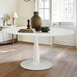 Harris 59'' Artificial Top Oval Dining Table With Pedestal Base In White-The Pop Maison 17 Harris 59'' Artificial Top Oval Dining Table With Pedestal Base In White-The Pop Maison -Baxton Studio Shop GUEST 40a6900a 4319 4d2a b502 536e74e28e2e