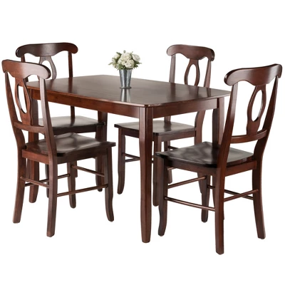 5pc Inglewood Dining Table With 4 Key Hole Back Chairs Walnut - Winsome