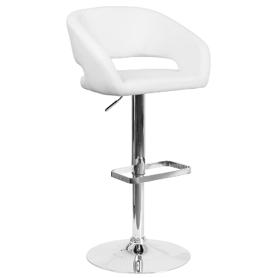 Merrick Lane Modern Bar Stool Rounded Mid-Back Stool With Height Adjustable Swivel Seat 14 Merrick Lane Modern Bar Stool Rounded Mid-Back Stool With Height Adjustable Swivel Seat - Image 14