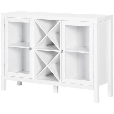 HOMCOM Modern Kitchen Sideboard, Buffet Table With Removable Wine Rack, Glass Door Cabinet And Shelves For Living Room, Kitchen, Entryway, White 3 HOMCOM Modern Kitchen Sideboard, Buffet Table With Removable Wine Rack, Glass Door Cabinet And Shelves For Living Room, Kitchen, Entryway, White - Image 3