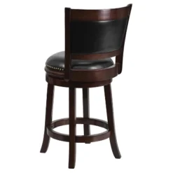 Merrick Lane 24" Wooden Counter Height Stool With Black Faux Leather Upholstered Panel Back & Swivel Seat With Nail Trim, Cappuccino 7 Merrick Lane 24" Wooden Counter Height Stool With Black Faux Leather Upholstered Panel Back & Swivel Seat With Nail Trim, Cappuccino -Baxton Studio Shop GUEST 65d321a3 2fcf 4523 b737 7528e88802d0