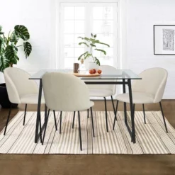 Mona+Nano 5 Piece Black Rectangular Clear Tempered Transparent Glass Table With 4 Upholstered Side Chairs-The Pop Maison 15 Mona+Nano 5 Piece Black Rectangular Clear Tempered Transparent Glass Table With 4 Upholstered Side Chairs-The Pop Maison -Baxton Studio Shop GUEST 7c1b2cda e0fb 4b74 a8c6 c2d03ae35d4f