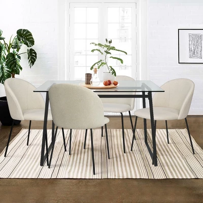 Mona+Nano 5 Piece Black Rectangular Clear Tempered Transparent Glass Table With 4 Upholstered Side Chairs-The Pop Maison 8 Mona+Nano 5 Piece Black Rectangular Clear Tempered Transparent Glass Table With 4 Upholstered Side Chairs-The Pop Maison - Image 8