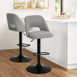 24"-32" Edwin Adj Upholstered Swivel Adjustable Height Barstools (Set Of 2) -The Pop Maison -Baxton Studio Shop GUEST 924fe609 4035 4207 aa9c 52e1bf5cefa6