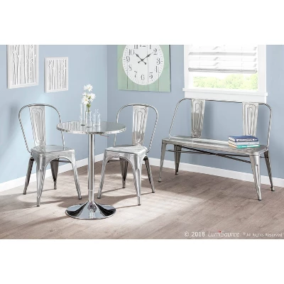 Set Of 2 Oregon Industrial Dining Chair Metal/Silver Gloss - LumiSource 5 Set Of 2 Oregon Industrial Dining Chair Metal/Silver Gloss - LumiSource - Image 5