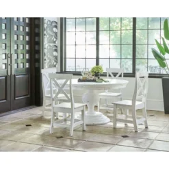 5pc Brixton Calinda Dining Set With 4 Chairs White - Picket House Furnishings