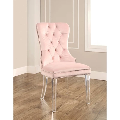 Vivi Tufted Velvet Dining Chair With Acrylic Legs Pink - Abbyson Living 1 Vivi Tufted Velvet Dining Chair With Acrylic Legs Pink - Abbyson Living