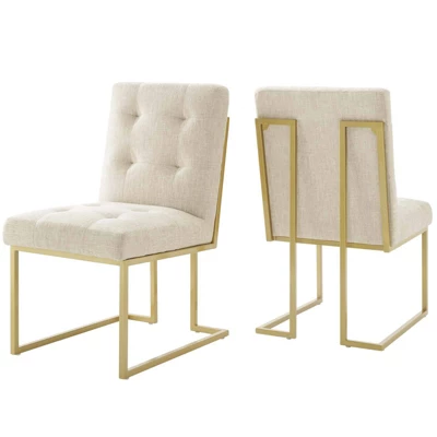 Set Of 2 Privy Stainless Steel Upholstered Fabric Dining Accent Chairs - Modway 6 Set Of 2 Privy Stainless Steel Upholstered Fabric Dining Accent Chairs - Modway - Image 6