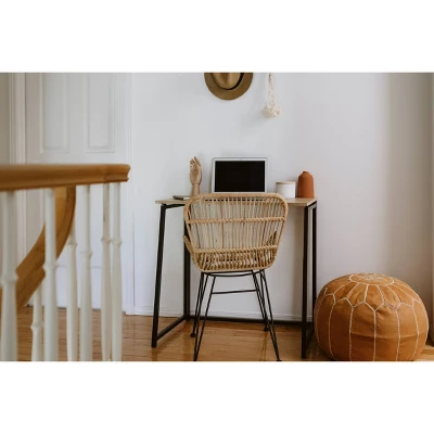 2pk Balka Rattan Dining Chair With Armrests Rattan/Black - South Shore 7 2pk Balka Rattan Dining Chair With Armrests Rattan/Black - South Shore - Image 7