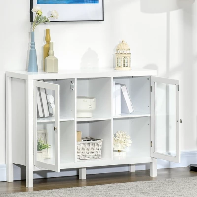 HOMCOM Modern Kitchen Sideboard, Buffet Table With Removable Wine Rack, Glass Door Cabinet And Shelves For Living Room, Kitchen, Entryway, White 1 HOMCOM Modern Kitchen Sideboard, Buffet Table With Removable Wine Rack, Glass Door Cabinet And Shelves For Living Room, Kitchen, Entryway, White