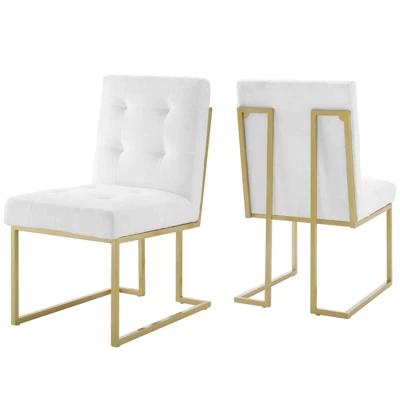 Set Of 2 Privy Stainless Steel Upholstered Fabric Dining Accent Chairs - Modway 7 Set Of 2 Privy Stainless Steel Upholstered Fabric Dining Accent Chairs - Modway - Image 7