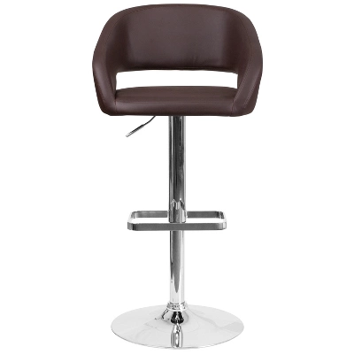 Merrick Lane Modern Bar Stool Rounded Mid-Back Stool With Height Adjustable Swivel Seat 3 Merrick Lane Modern Bar Stool Rounded Mid-Back Stool With Height Adjustable Swivel Seat - Image 3