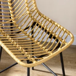 HOMCOM Modern Rattan Bar Stools Set Of 4, Breathable Steel-Base Wicker Counter Height Barstools For Kitchen Counter, Yellow 8 HOMCOM Modern Rattan Bar Stools Set Of 4, Breathable Steel-Base Wicker Counter Height Barstools For Kitchen Counter, Yellow -Baxton Studio Shop GUEST ef155b72 7fe7 4976 a59f cf9041c7a885