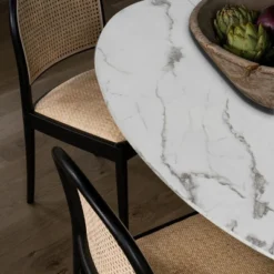 Harris 59'' Artificial Top Oval Dining Table With Pedestal Base In White-The Pop Maison 14 Harris 59'' Artificial Top Oval Dining Table With Pedestal Base In White-The Pop Maison -Baxton Studio Shop GUEST f00a78c4 2025 4246 b365 343b5414cce3