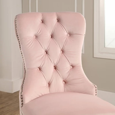 Vivi Tufted Velvet Dining Chair With Acrylic Legs Pink - Abbyson Living 3 Vivi Tufted Velvet Dining Chair With Acrylic Legs Pink - Abbyson Living - Image 3