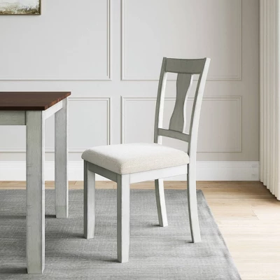 7pc Ellsworth Wood Dining Set Medium Brown - Vifah